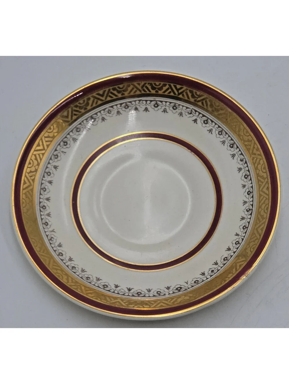 1937 Myott The Crowning Edward VIII Footed Cup Saucer Maroon Gold England